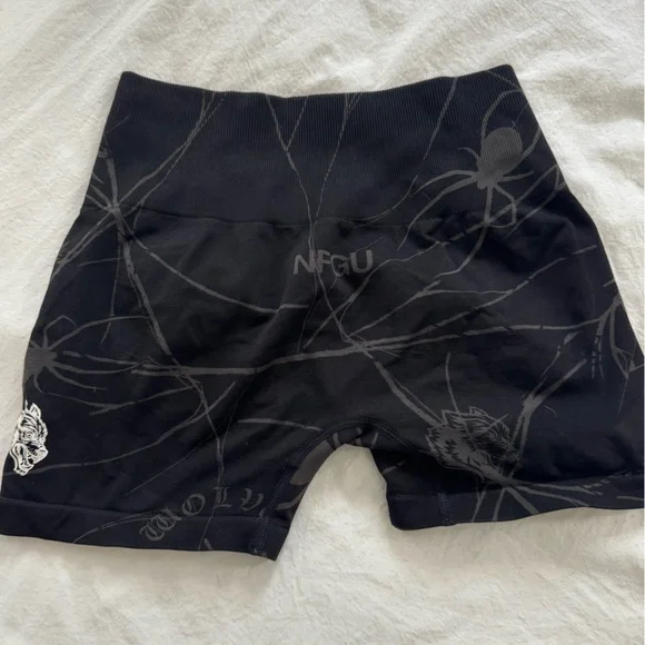 NFGU Black Spiderweb Print Athletic Shorts - Picture 1 of 3